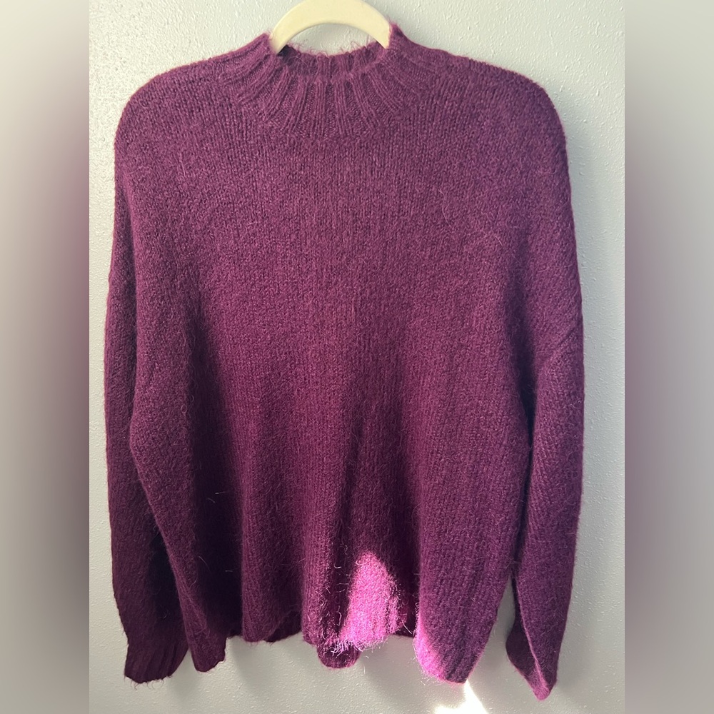 Pistola Carlen Mock Neck Oversize Sweater Size Small in Aubergine New - Picture 2 of 8